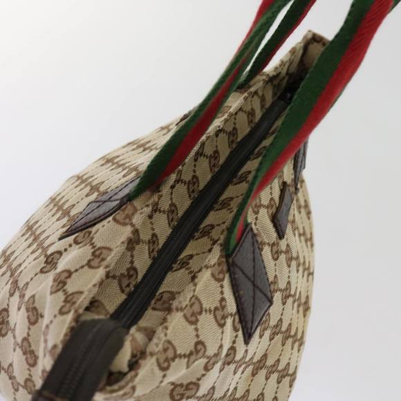 GUCCI GG Canvas Web Sherry Line Hand Bag Beige Red Green 131228 Auth 69952 - Picture 6 of 16